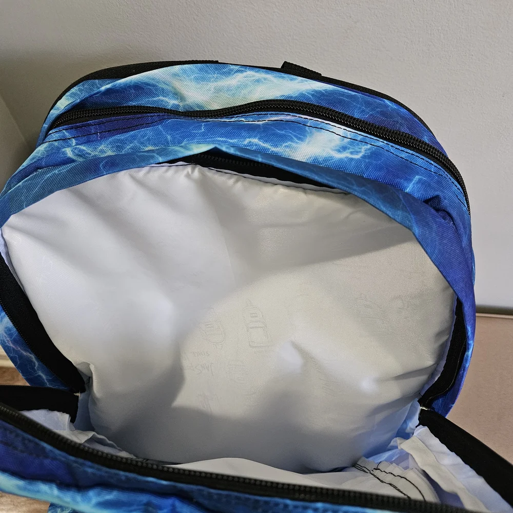 JanSport Blue Backpack with Dynamic Pattern - Picture 5 of 8